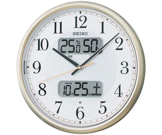 セイコー 温湿度つき電波掛時計 φ350×52mm 薄金色 KX384S 1個(ご注文単位1個)【直送品】