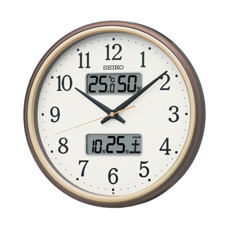 セイコー 温湿度つき電波掛時計 φ290×50mm 茶 KX275B 1個(ご注文単位1個)【直送品】