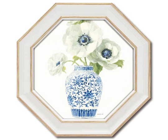 ユーパワー 八角 ミニゲル アートフレーム ダンフイ ナイ｢フローラル シノワズリ ホワイト｣ DN-02554 1個（ご注文単位1個）【直送品】