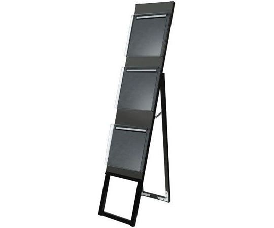 常磐精工 ブラックイージーリンクスタンド看板 カタログケース 3段片面 BELSK-3KC 1個（ご注文単位1個）【直送品】