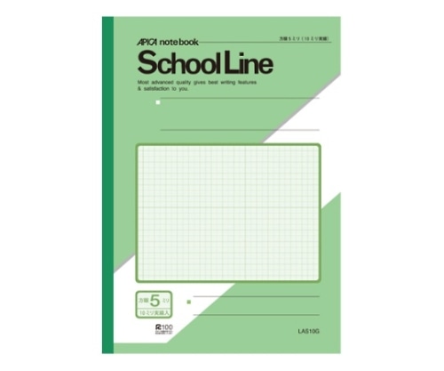 アピカ スクールライン A4 5mm方眼 10mm実線入 緑 LAS10G 1冊(ご注文単位1冊)【直送品】