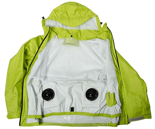山善(YAMAZEN) ファン取付可能ウェア ファン付き バッテリー付き レインウエア KWR40-MGR 1枚(ご注文単位1枚)【直送品】