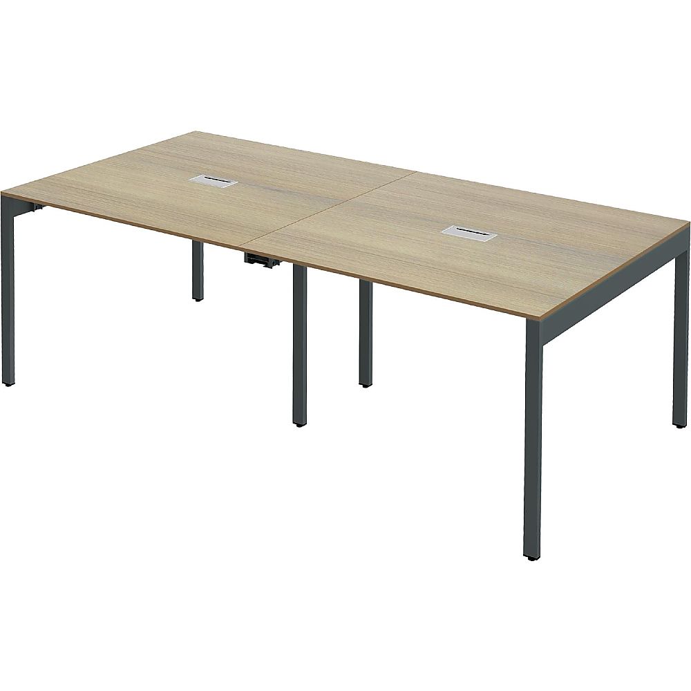 Y2K 配線機能付きスリムフリーアドレスデスク2010 ライトブラウン  1個(ご注文単位1個)【直送品】