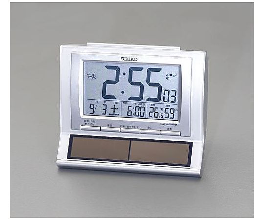 エスコ 107x140x72mm [電波]目ざまし時計/ソーラー電源 EA798CS-60 1個(ご注文単位1個)【直送品】