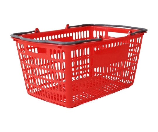 大和産業 買い物かご レッド把手 ダークグレー 5個入 SL-20 1セット（ご注文単位1セット）【直送品】