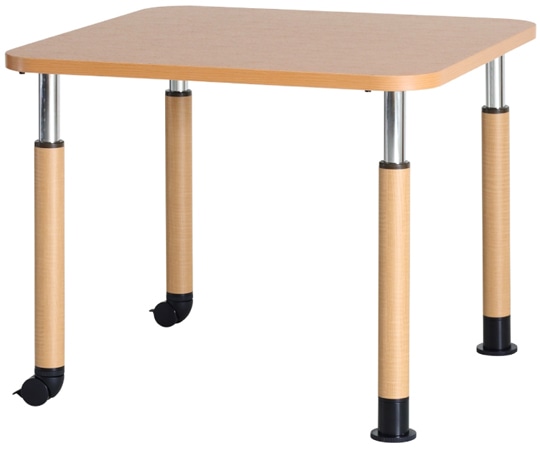 貞苅椅子製作所 メラミンテーブル(抗ウイルスメラミン天板テーブル)正方形 2人掛け ライトブラウン 脚B(ラチェット昇降脚) TM4-K9090_LB 1台（ご注文単位1台）【直送品】