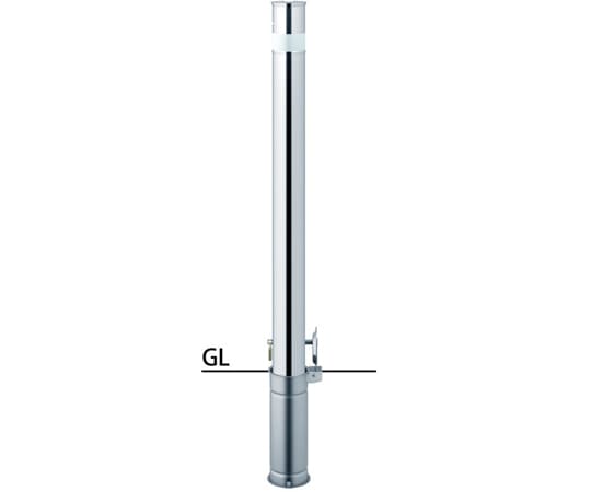 サンポール ロングリフター ステンレス 車止め エンド用 カギ付 φ76.3 LAH-8SKC-E 1本(ご注文単位1本)【直送品】