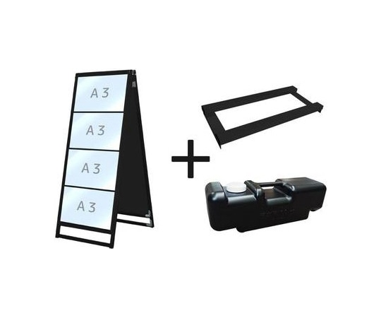 常磐精工 ブラックバリウスカードケーススタンド看板 A3横8両面 ウエイトアーム・水タンクセット BVACCSK-A3Y8R-3SET 1個（ご注文単位1個）【直送品】