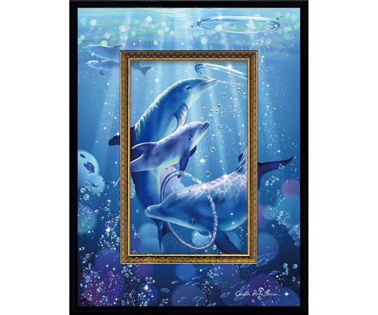 ユーパワー クリスチャン・リース・ラッセン ビッグアート｢ドルフィン シンフォニー(Sサイズ)｣ CL-05012 1個（ご注文単位1個）【直送品】