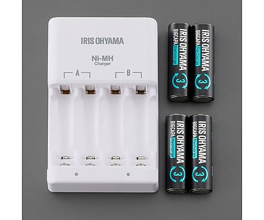 アズワン [単3]充電器セット(ニッケル水素 単3x4本付) EA758YG-302 1セット(ご注文単位1セット)【直送品】