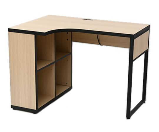 山善(YAMAZEN) デスク 幅100cm(収納ラック・コンセント付き)コーナー ウッドナチュラル×ブラック NOPE-C1045(WN/BK) 1台(ご注文単位1台)【直送品】