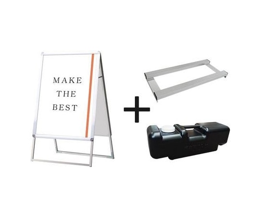 常磐精工 ポスターグリップスタンド看板 屋外用 B2両面シルバー ウエイトアーム・水タンクセット PGSK-B2RS-G-3SET 1個（ご注文単位1個）【直送品】