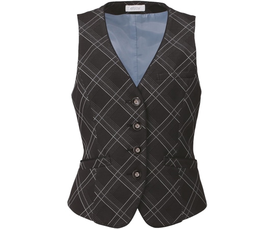 カーシーカシマ ENJOY ベスト AIR FIT SUITS CHECK KNIT ブラック 11号 EAV587 1枚（ご注文単位1枚）【直送品】