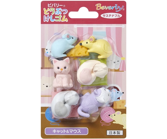 セキセイ どうぶつけしゴム キャット&マウス BVL-3389-00 1個(ご注文単位1個)【直送品】