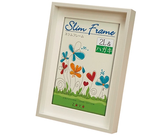 万丈 スリムフレーム 2L&ハガキ ホワイト VSL-2L-WH 1個(ご注文単位1個)【直送品】