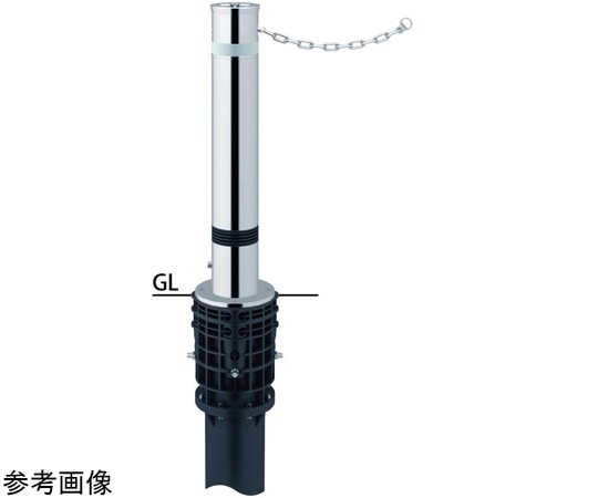 サンポール リフター ステンレス 上下式車止め(バリアフリータイプ)鎖内蔵 ワンタッチロック付 スプリング付 φ114.3 LA-12LCS-BF 1本(ご注文単位1本)【直送品】