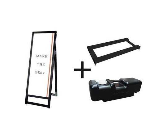 常磐精工 ブラックバリウススタンド看板 アクリル A3縦縦ロウ片面 ウエイトアーム・水タンクセット BVASKAC-A3TTLK-3SET 1個（ご注文単位1個）【直送品】