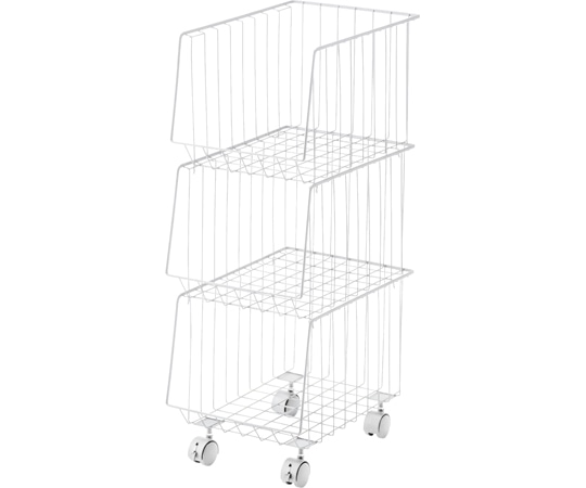 東谷 スタッキングワゴン3D ホワイト AKB-438WH 1個（ご注文単位1個）【直送品】