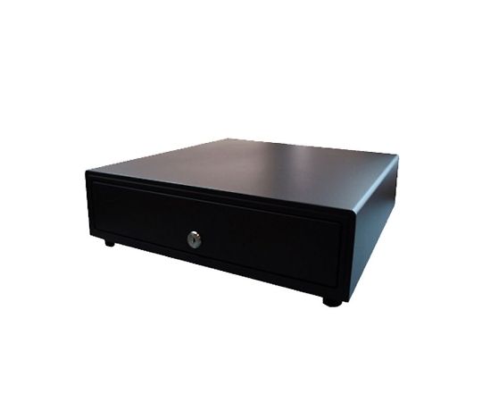 ビジコム プリンタ接続式キャッシュドロア(小型/3札6コイン/W405×D423×H112mm/ブラック) BC-415M-B(6C) 1個（ご注文単位1個）【直送品】