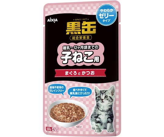 アイシア 黒缶パウチ 子ねこ用 まぐろとかつお やわらかゼリータイプ 60g BP-54 1個（ご注文単位1個）【直送品】
