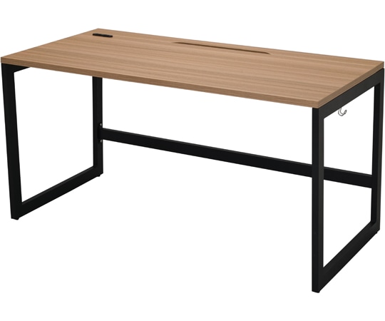 アール・エフ・ヤマカワ リスム デスク W1400×D700 ウォルナット×ブラック脚 2ヶ口コンセント付き RFFLD-1470DM-BL 1台(ご注文単位1台)【直送品】