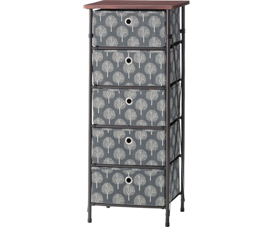 東谷 簡単組立チェスト5D グレー LFS-655GY 1個（ご注文単位1個）【直送品】