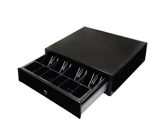 ビジコム 手動式キャッシュドロア(中型・4B/6C・黒) BC-423HP-B 1個（ご注文単位1個）【直送品】