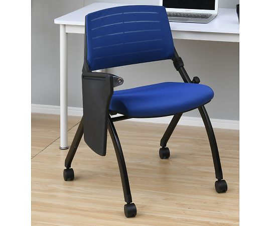 山善(YAMAZEN) ミーティングチェア メモ台・キャスター付き 平行スタッキング ブルー CNC-88MT(NV/BK) 1脚(ご注文単位1脚)【直送品】