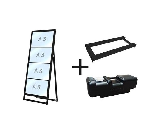 常磐精工 ブラックバリウスカードケーススタンド看板 A3横4片面 ウエイトアーム・水タンクセット BVACCSK-A3Y4K-3SET 1個（ご注文単位1個）【直送品】