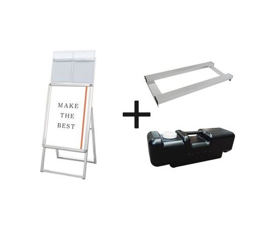 常磐精工 ポスターグリップスタンド看板カタログケース付(屋外用) A2片面シルバー ウエイトアーム・水タンクセット PGSKK-A2KS-G-3SET 1個（ご注文単位1個）【直送品】