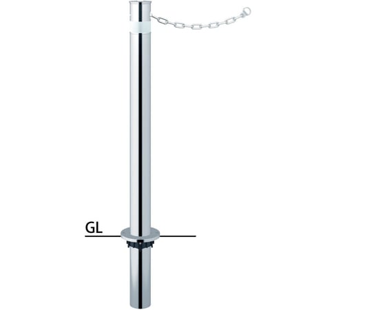 サンポール ロングリフター ステンレス 車止め 鎖内蔵 φ76.3 LAH-8UC 1本(ご注文単位1本)【直送品】