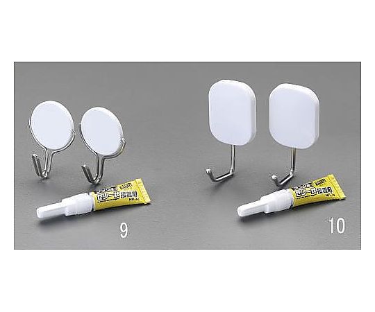 エスコ 67x33mm フック(接着剤付) EA638LL-10 1個(ご注文単位1個)【直送品】