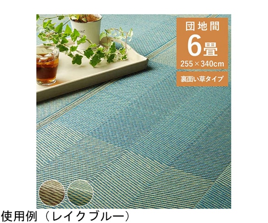 イケヒコ・コーポレーション い草ラグ 花ござ カーペット 格子 抗菌防臭消臭 夏快適さらさら 団地間6畳 レイクブルー 1031280042002 1枚（ご注文単位1枚）【直送品】