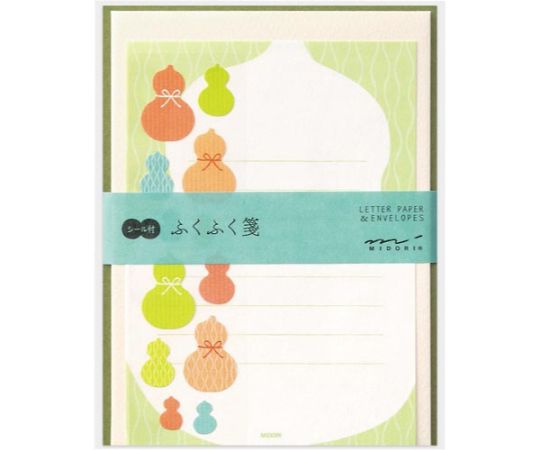 デザインフィル レターセット シール付き ふくふく ひょうたん柄 86480 1パック（ご注文単位1パック）【直送品】