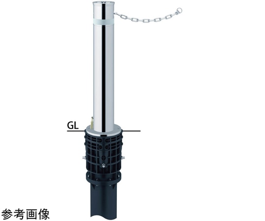 サンポール リフター ステンレス 上下式車止め 鎖内蔵 カギ付 φ114.3 LA-12KC 1本(ご注文単位1本)【直送品】