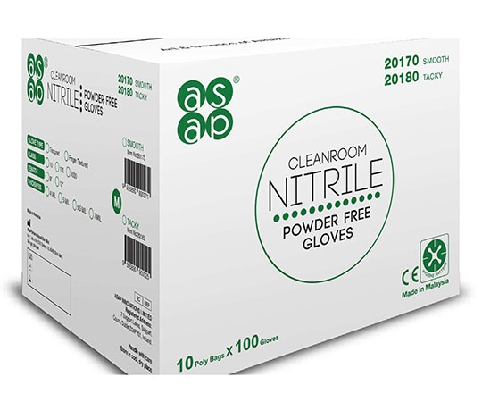 ASAP クリーンルームニトリル使い捨て手袋(クラス100)Lサイズ 100枚×10袋入 スムスタイプ ASAP-S-L 1箱(ご注文単位1箱)【直送品】