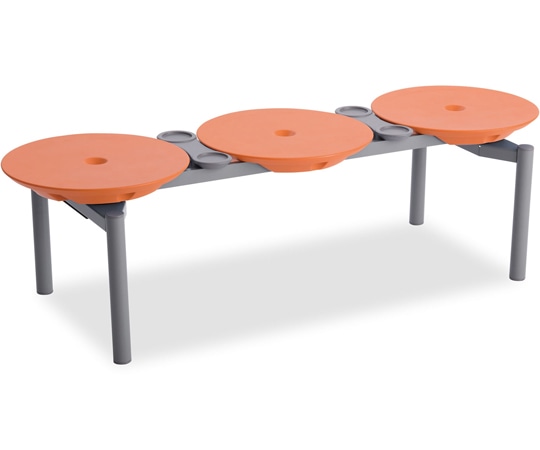 テラモト ディスクベンチ スタッキング オレンジカップホルダー付 BC-309-213-5 1台(ご注文単位1台)【直送品】