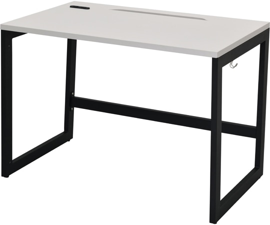 アール・エフ・ヤマカワ リスム デスク W1000×D600 ホワイト×ブラック脚 2ヶ口コンセント付き RFFLD-1060WH-BL 1台(ご注文単位1台)【直送品】