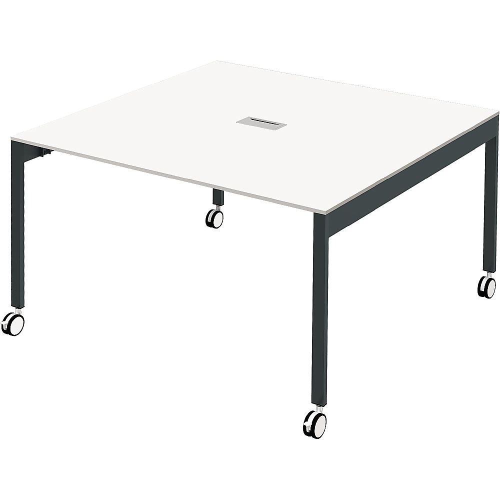 Y2K 配線機能付きスリムフリーアドレスデスク1212 キャスター仕様 ホワイト  1個(ご注文単位1個)【直送品】