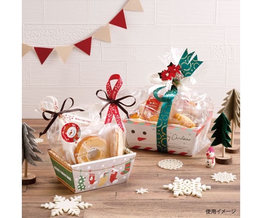 ヤマニパッケージ 贈答箱 クリスマスバスケット S ラッピング袋付 100枚 20-1955A 1ケース（ご注文単位1ケース）【直送品】