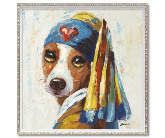 ユーパワー オイル ペイント アート｢青いターバンの犬(Mサイズ)｣ OP-18029 1個（ご注文単位1個）【直送品】