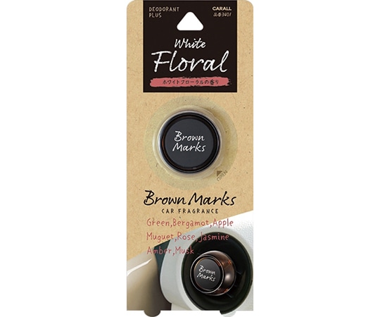 CARALL ブラウンマークスクリップ ホワイトフローラル 3401 1個（ご注文単位1個）【直送品】