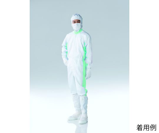 東洋リントフリー クリーンルーム用ツナギ服 ホワイト×グリーン 5L FC131A-13 5L 1枚 (ご注文単位1枚)【直送品】