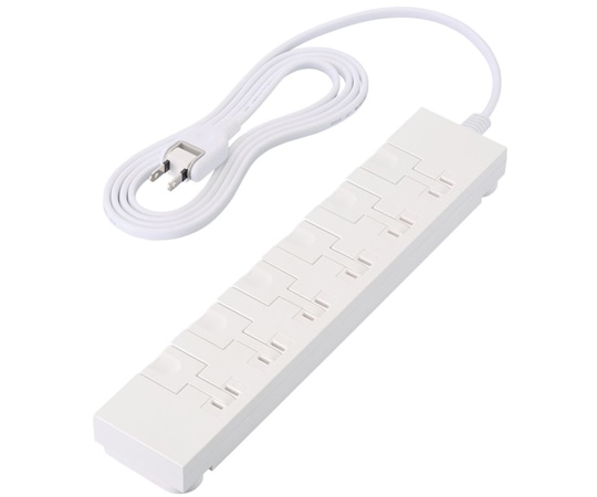エレコム イージーリリースタップ 雷サージ付 ホコリシャッター付 6個口 スイングプラグ 2.0m ホワイト T-KF07-2620WH 1個(ご注文単位1個)【直送品】