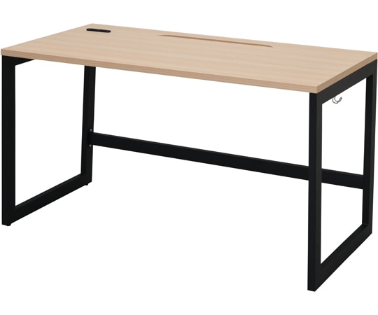 アール・エフ・ヤマカワ リスム デスク W1200×D600 ナチュラル×ブラック脚 2ヶ口コンセント付き RFFLD-1260NA-BL 1台(ご注文単位1台)【直送品】