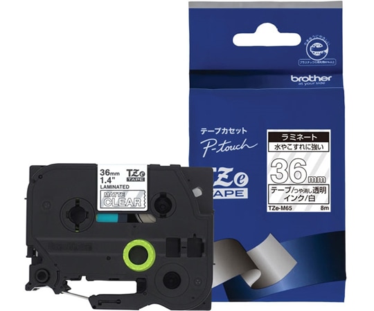 ブラザー 【ブラザー純正】ピータッチ ラミネートテープ 幅36mm(白文字 透明 つや消し) TZe-M65 1個(ご注文単位1個)【直送品】
