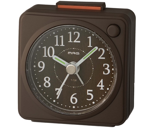 ノア精密 電子音目覚まし時計 ミニモク ブラウン T-736 BR-Z 1個(ご注文単位1個)【直送品】