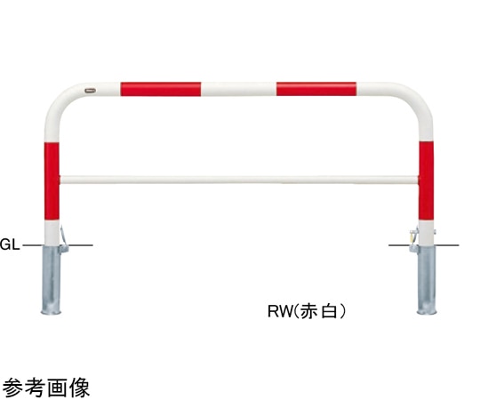 サンポール スチール製 アーチ型車止め(横桟付)差込式カギ付 φ60.5(t2.8)×W1500×H650 白 FAH-7SK15-650(W) 1台(ご注文単位1台)【直送品】