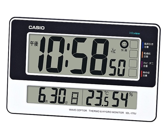 カシオ 生活環境お知らせクロック (ホワイト) IDL-170J-7JF 1個(ご注文単位1個)【直送品】