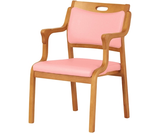 貞苅椅子製作所 スタッキングチェア 半ひじ・グリップ付 1脚入 ライトブラウン×ピンク Care-111-AC LB AL-P 1脚（ご注文単位1脚）【直送品】
